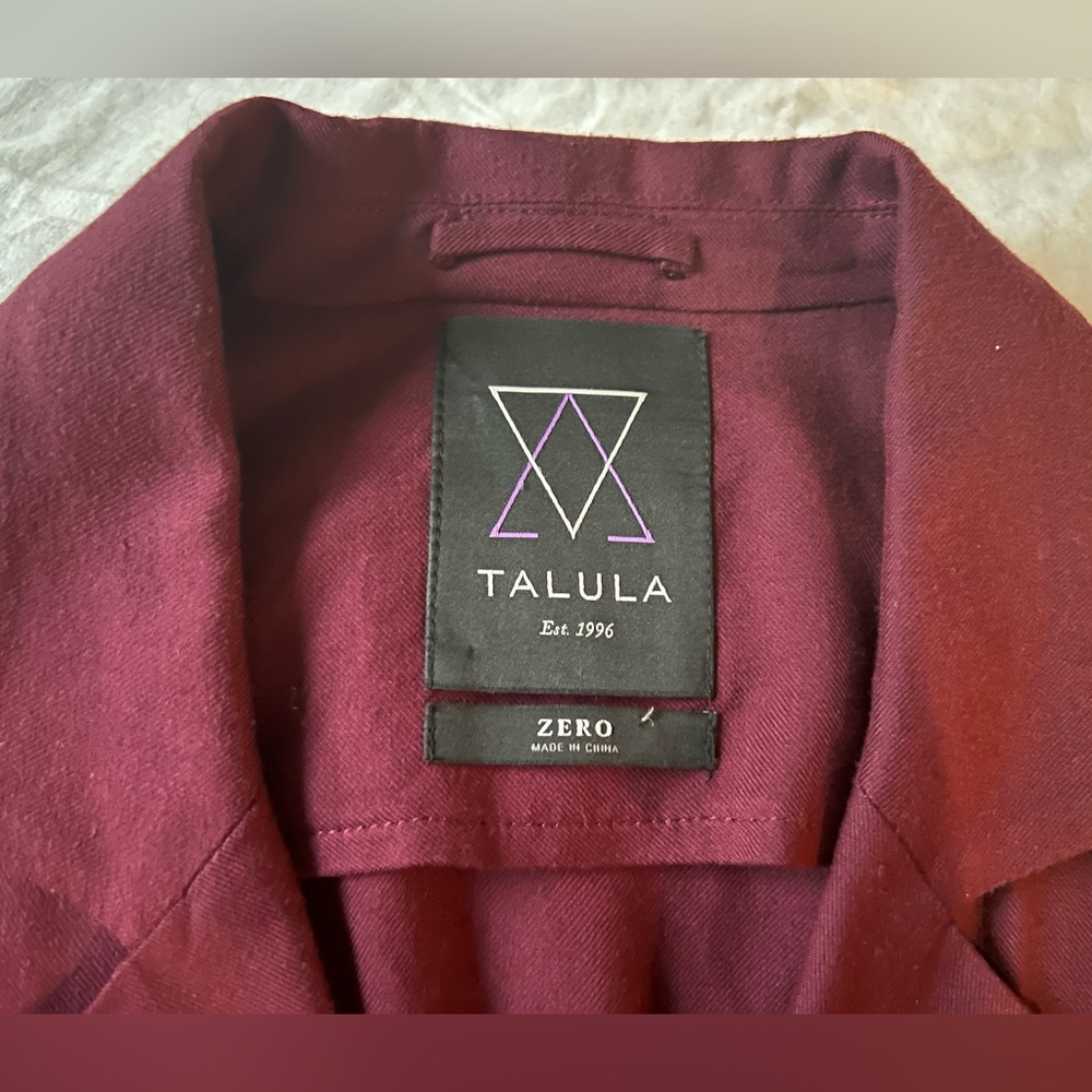 Talula Deep Burgundy Blazer Size 0